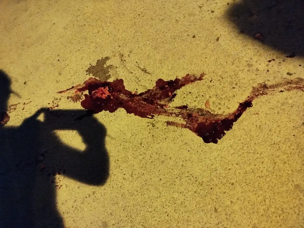 Los restos de sangre en el suelo tras el incidente.
