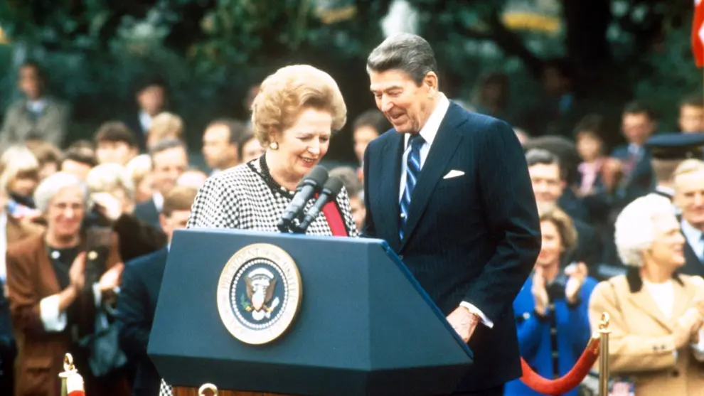 Margaret Thatcher y Ronald Reagan.