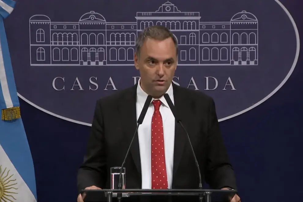 Manuel Adorni, en la conferencia de prensa ofreciuda este miércoles