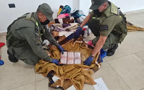 Una mujer llevaba 51 kilos de marihuana entre mantas y acolchados.