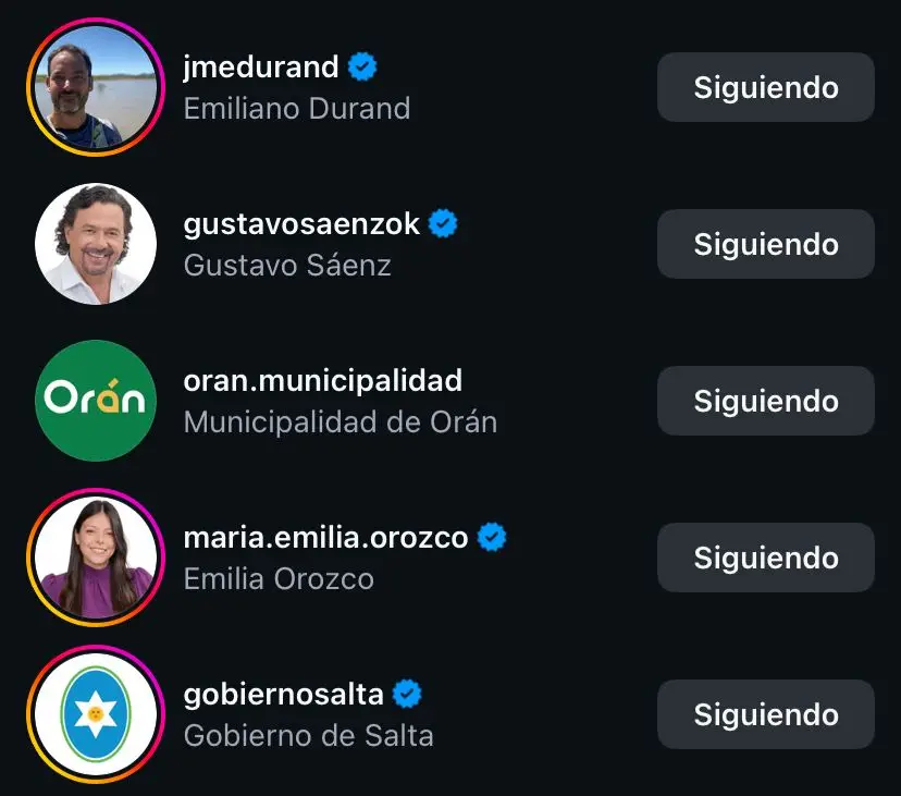 Algunas figuras de Salta que aparecen en las redes de Pocovi.