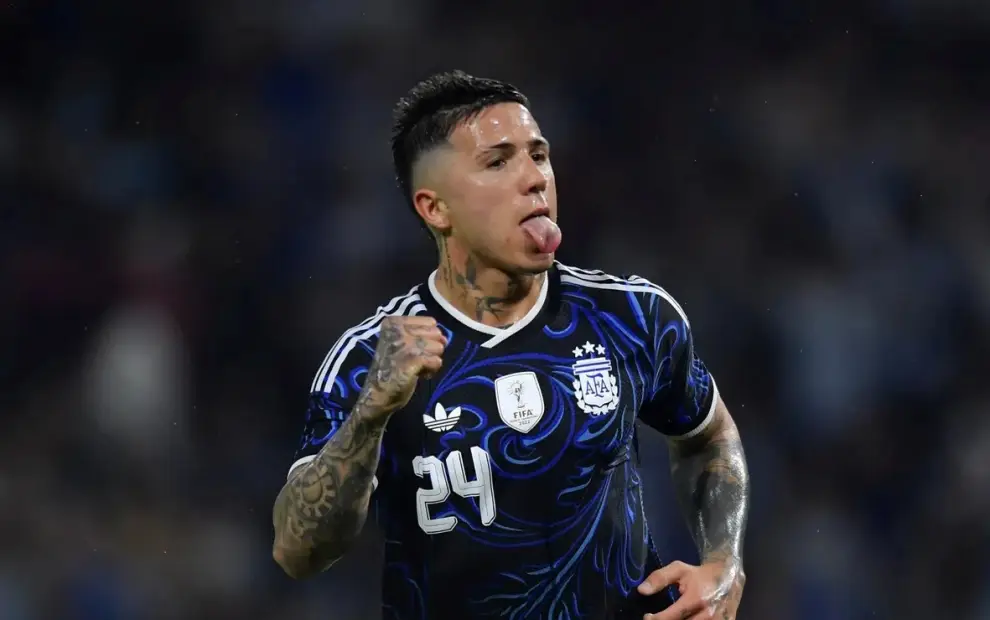 Enzo Fernández tras marcar el gol ante Mauritania