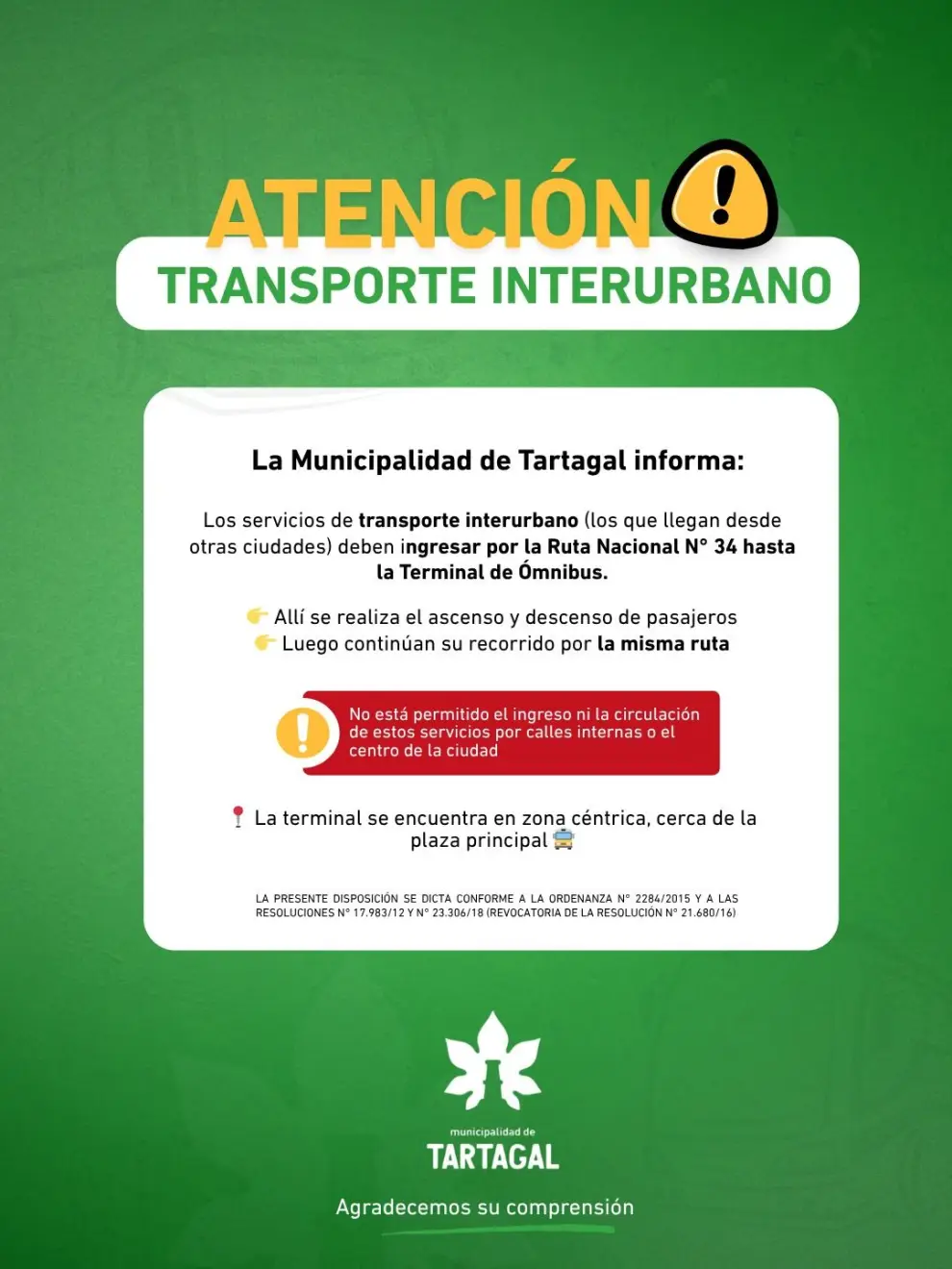 El comunicado de la municipalidad de Tartagal
