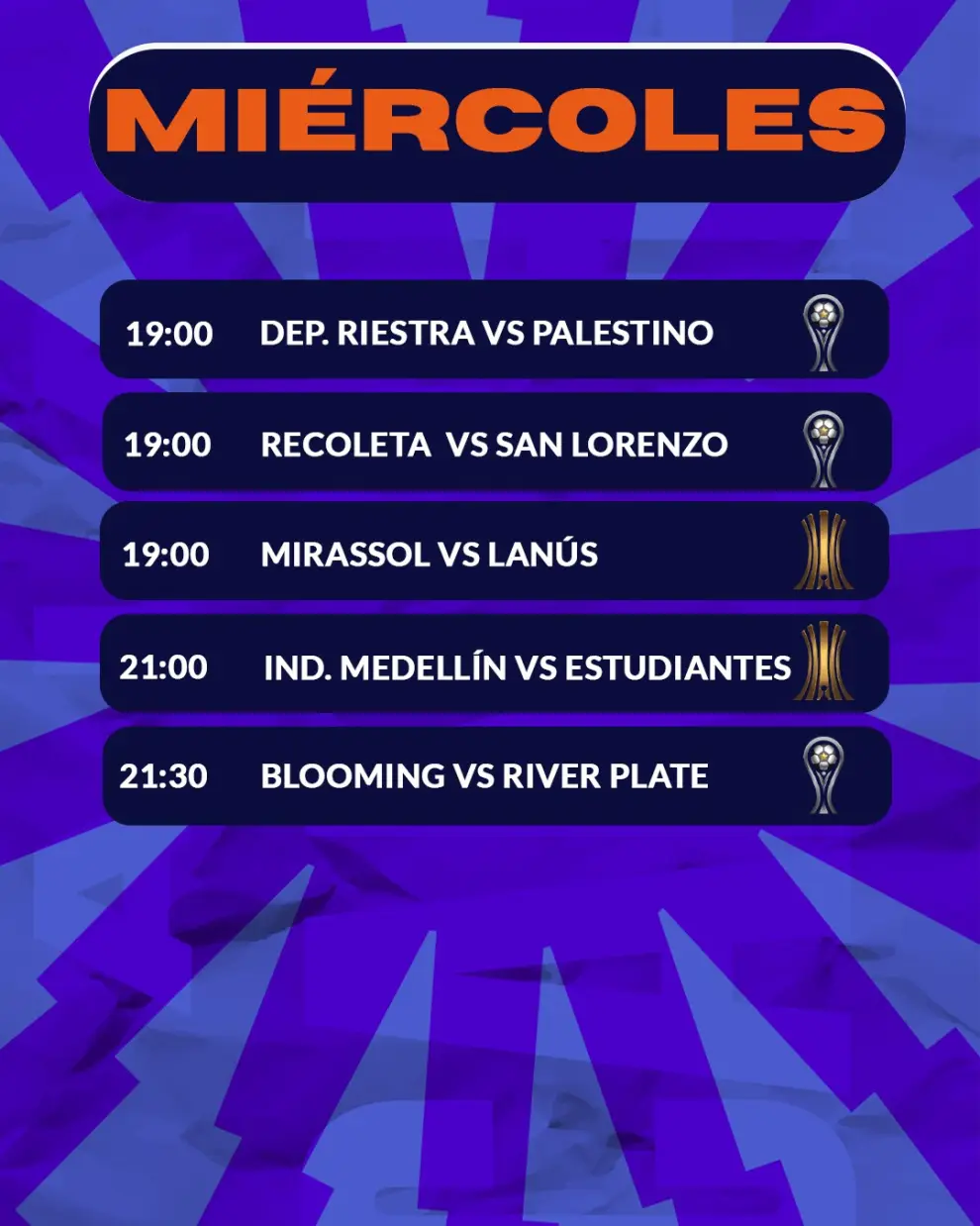 El fixture de los argentinos de la fecha 1 en las copas