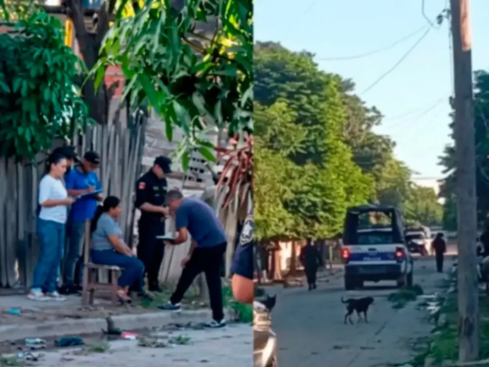 La policía interrogando a los familiares tras el incidente en el barrio Caballito