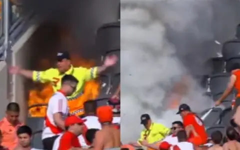 El fuego se apoderó por un instante de una butaca en el Monumental.