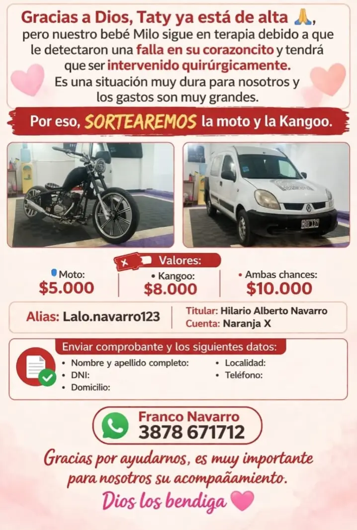 El flyer del sorteo con el contacto de Franco