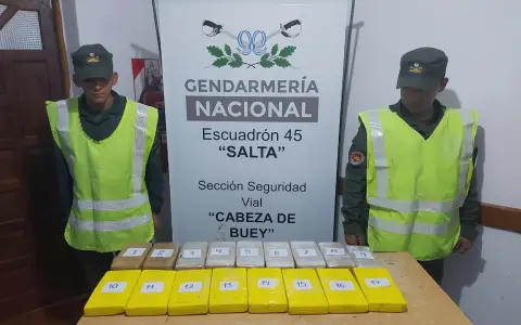 Gendarmes hallaron más de 18 kilos de cocaina.