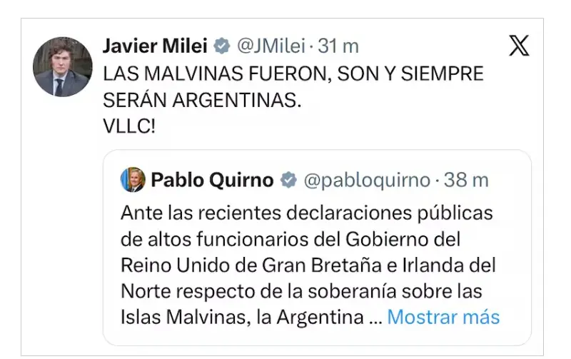 X de Milei por Las Islas Malvinas