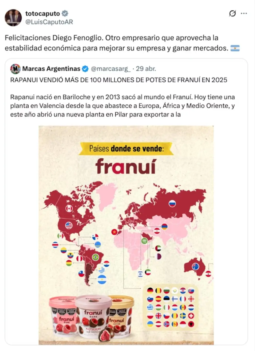 El posteo en X de Caputo.