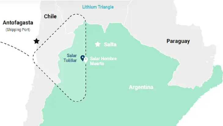 Mapa de los Salares más codiciados en el mundo del litio.