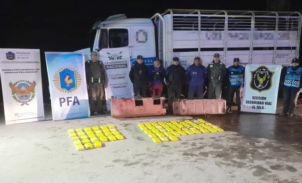 Secuestraron 71 kilos cocaina Salta.