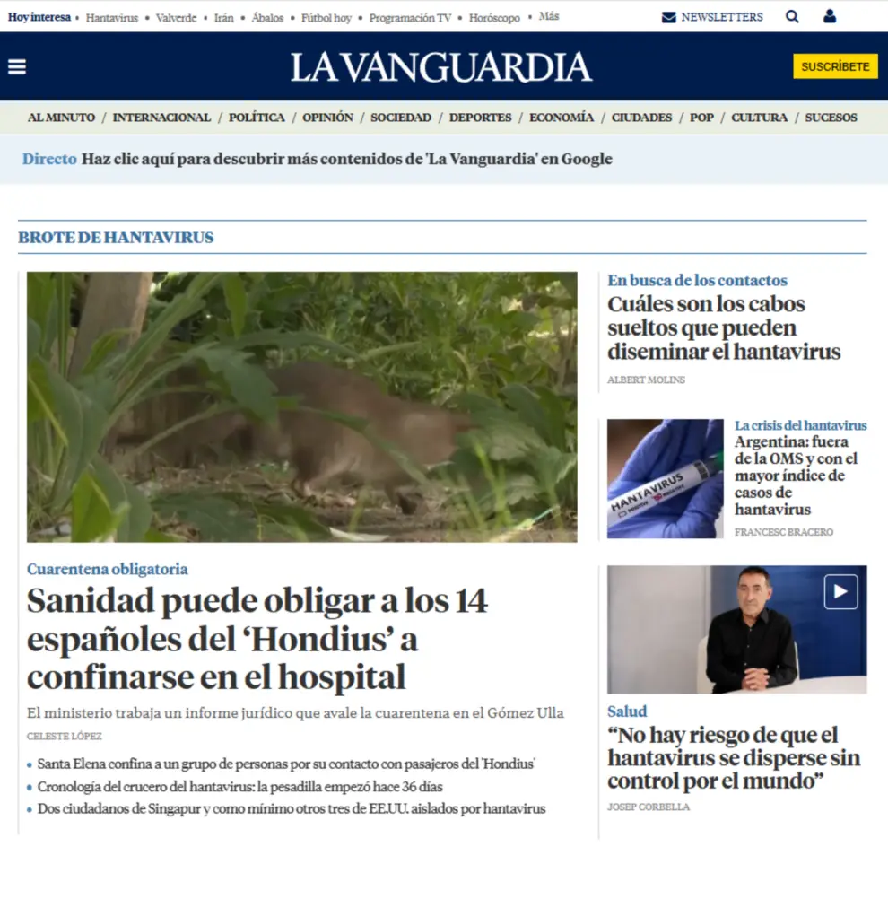Portada de La Vanguardia