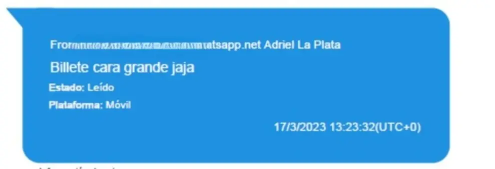 El intercambio de mensajes que aparece en el expediente de la causa.