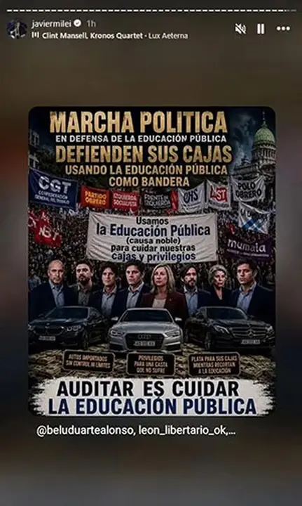 Milei sobre la marcha universitaria
