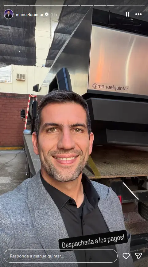 Quintar anunciando el despacho de su auto a Jujuy
