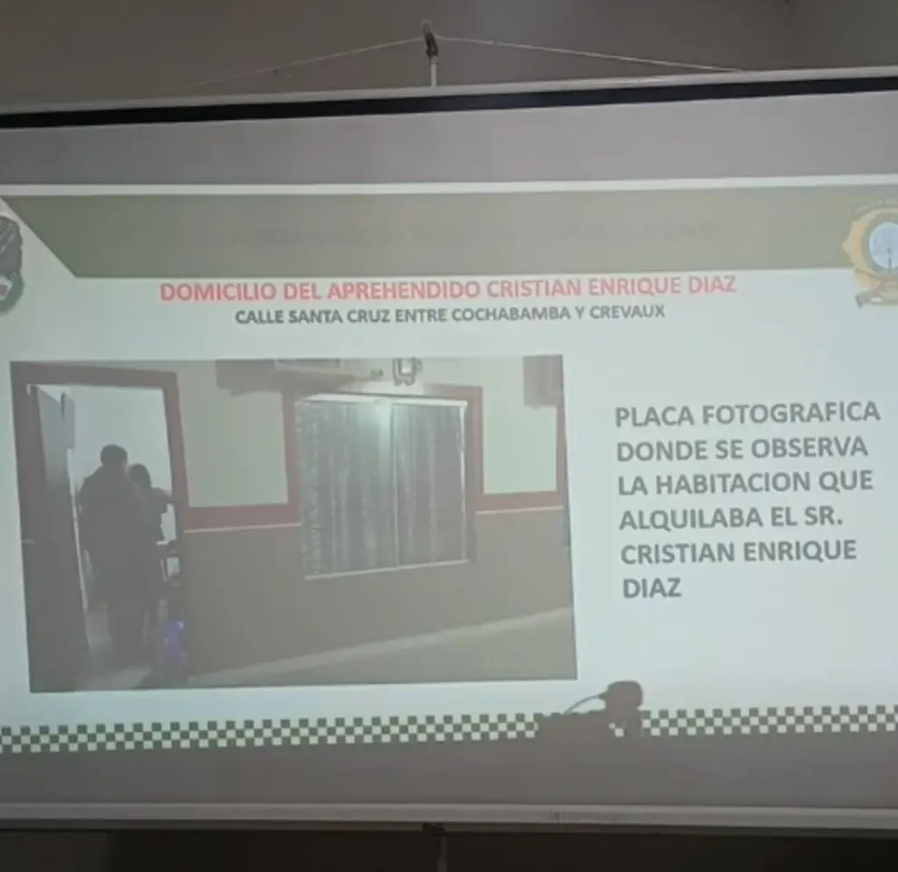 Las diapositivas de la policía boliviana, mostrando los lugares involucrados en la investigación