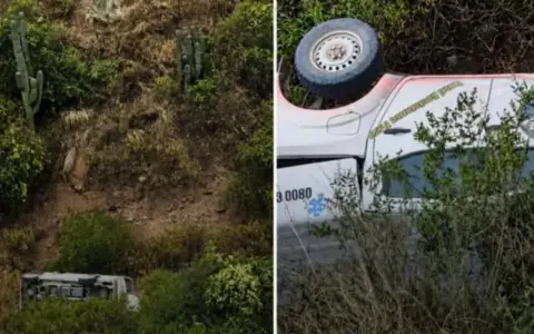 Así quedó la camioneta tras desbarrancar