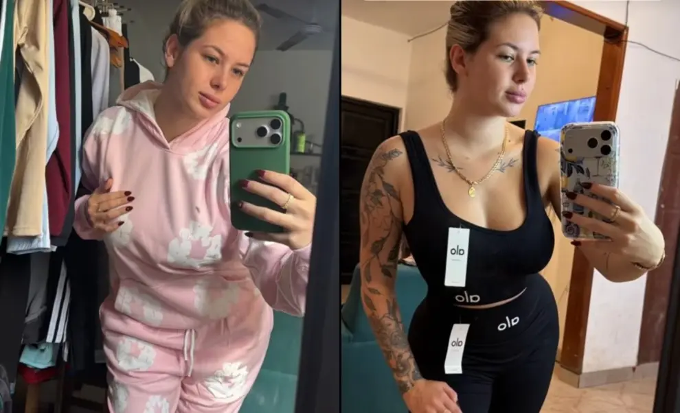 Martina Oliva modelando la ropa que vende en redes