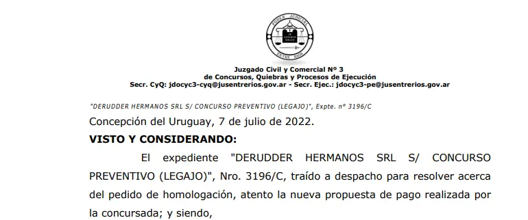 Concurso preventivo del grupo detrás de FlechaBus.