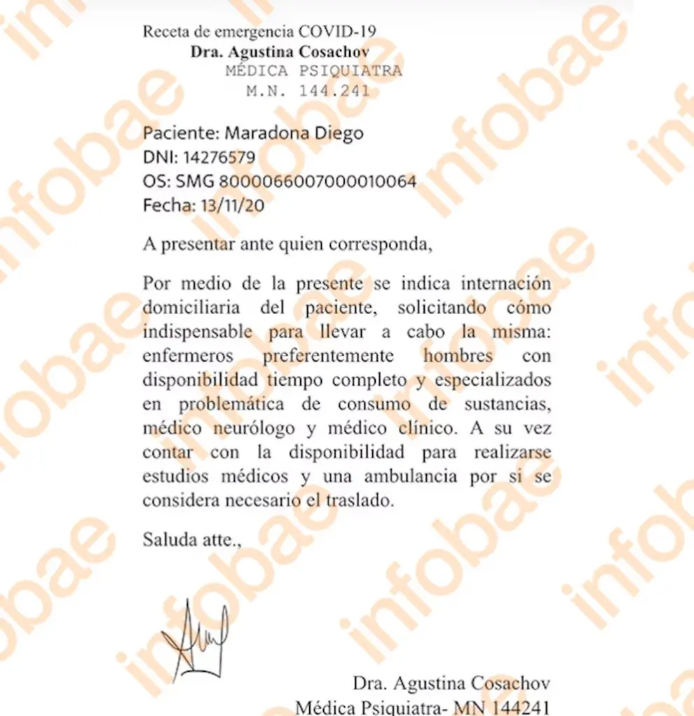 Pedido de la psiquiatra