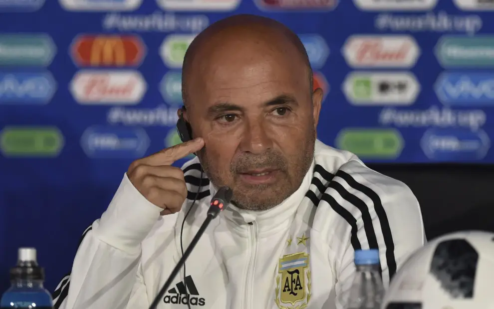 Jorge Sampaoli, en el momento de mayor desconcierto de su carrera: durante el Mundial de Rusia en 2018.