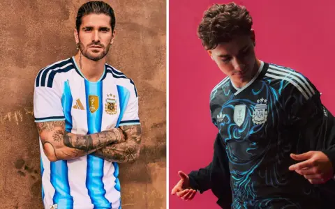 Rodrigo De Paul y Julián Álvarez lucen las camisetas titular y alternativa que usará la Selección argentina durante el Mundial 2026.