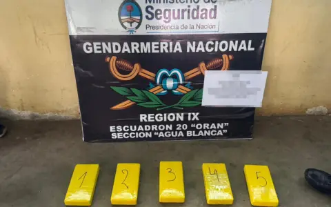 Los más de cinco kilos de droga secuestrada en la frontera de Salta