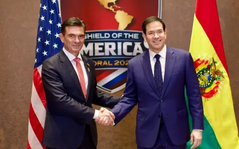 Reunion entre el secretario de Estados de Estados Unidos, Marco Rubio, y el presidente de Bolivia, Rodrigo Paz
