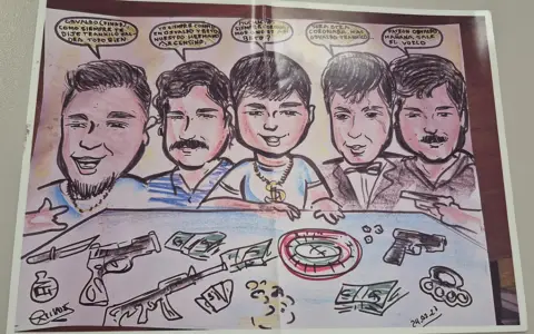 Caricatura de la banda de Los Peluches
