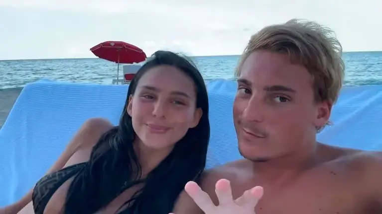 Juanita Tinelli y su ex novio durante unas vacaciones en Miami