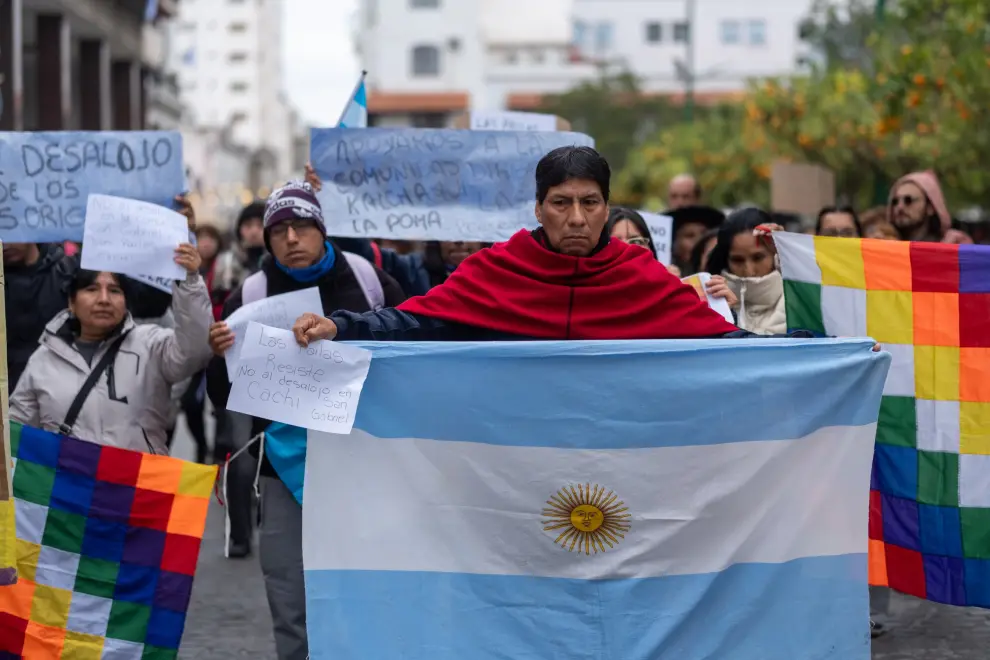 Manifestación por el desalojo en las pailas Cachi