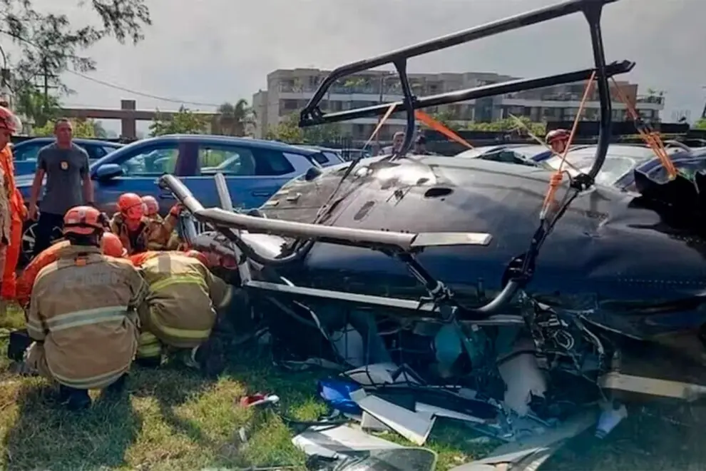 Así quedó el helicóptero donde murió Gaspi