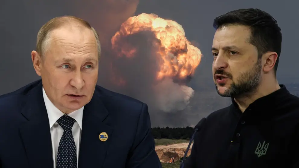 El presidente de Ucrania, Volodimir Zelensky y el presidente Vladimir Putin