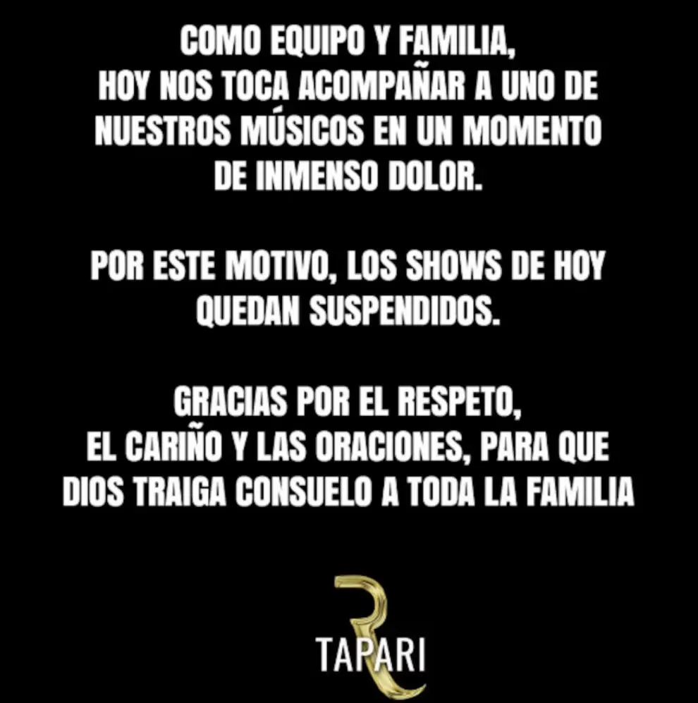 El mensaje de Rodrigo Tapari.