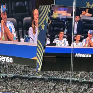 Un genio viendo a otro genio: Manu Ginóbili alentó a la Selección en Dallas, deliró con el partido mágico de Messi y se llevó una ovación enorme