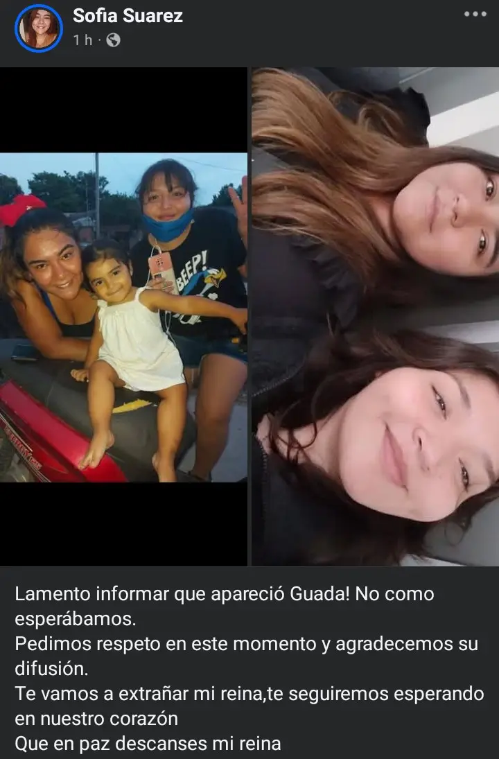 La confirmación del fallecimiento de Guadalupe por parte de una familiar
