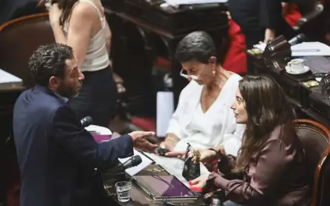 La diputada por La Libertad Avanza, Sabrina Ajmechet, junto a su par Maximiliano Ferraro-
