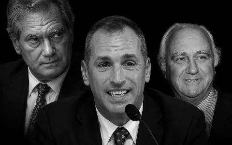 Diego Anzorreguy junto a sus tíos Hugo Anzorreguy y Eduardo Moliné O'Connor.