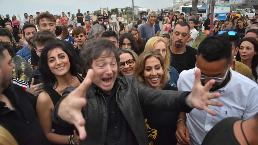 Javier Milei en campaña en el marco de las PASO del 13 de agosto de 2023.