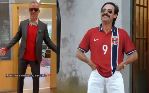 Halvor Sætre disfrutando del triunfo noruego frente a Brasil en el Mundial