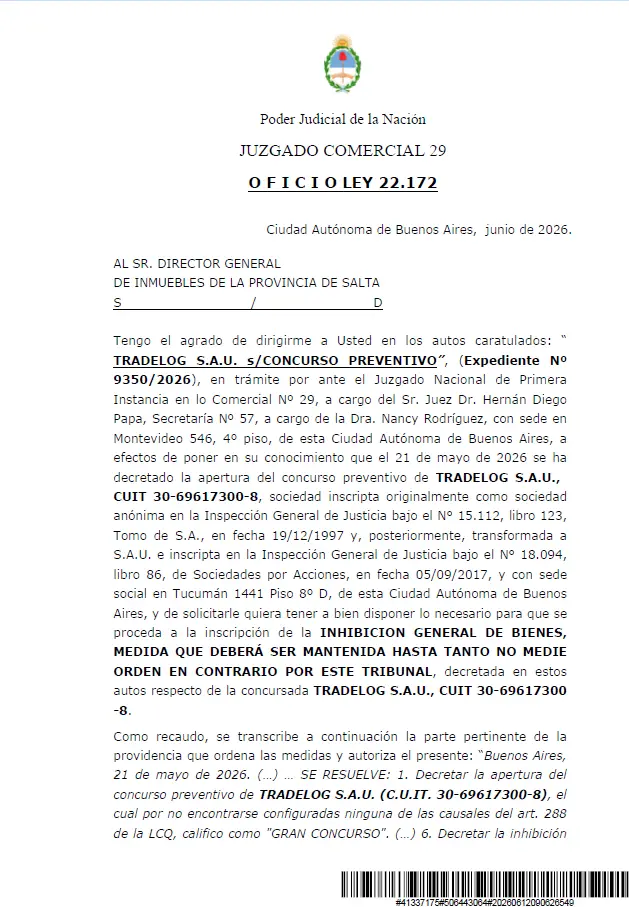 Captura de un documento oficial dentro del expediente.