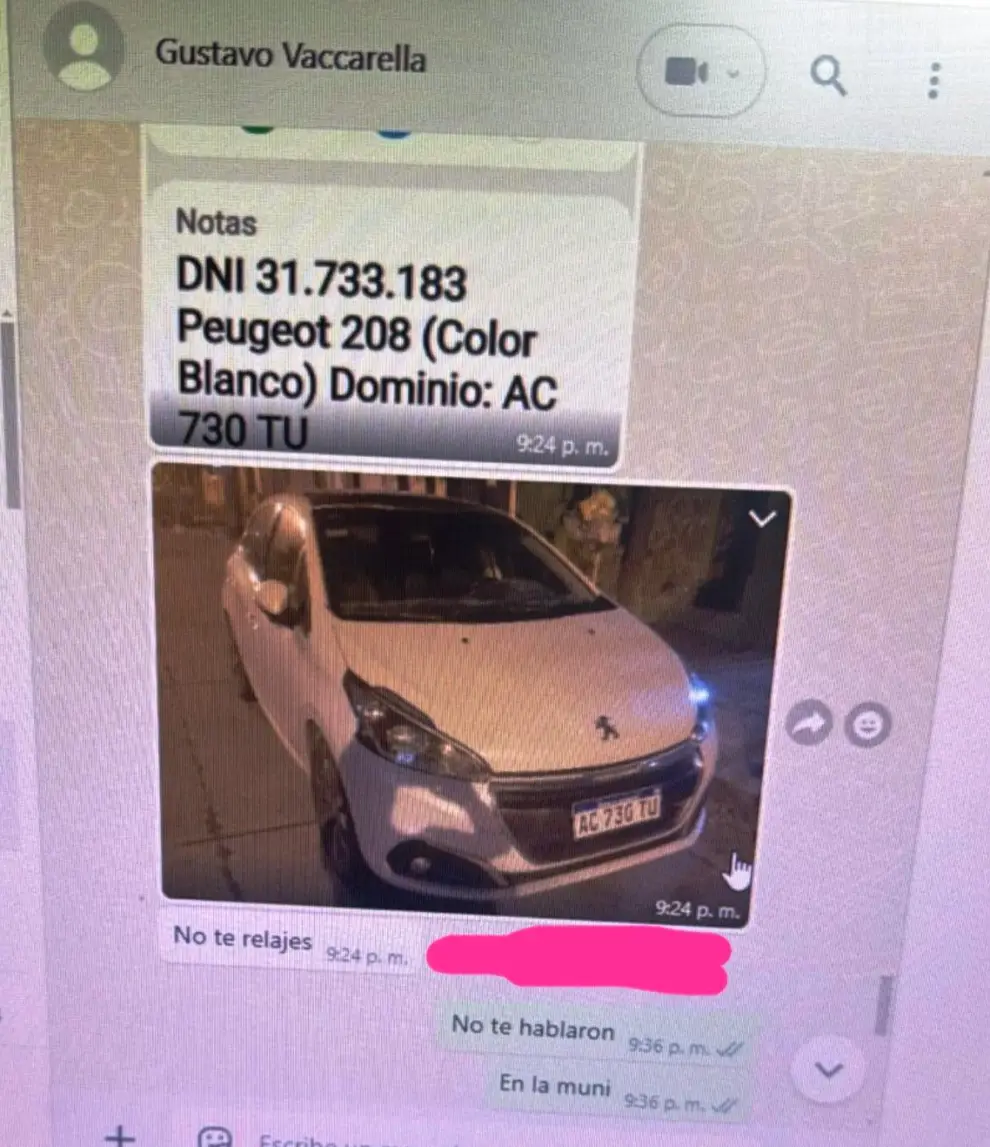 Uno de los mensajes que se enviaron entre Vaccarella y Ramasco.