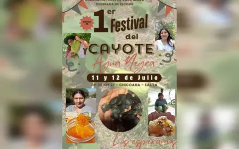 El flyer del 1° Festival del Cayote en el paraje Agua Negra 