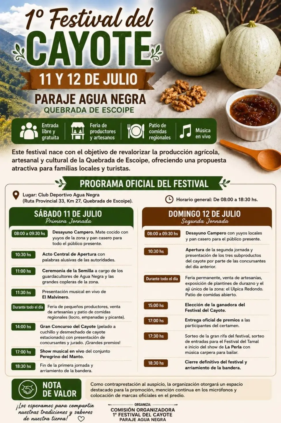 El cronograma completo de actividades