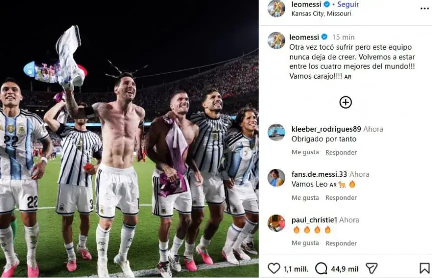 El posteo de Lionel Messi.