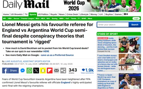 El titulo del Daily Mail sobre la designación del árbitro para el choque entre Argentina e Inglaterra