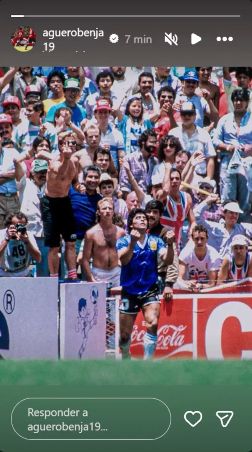 El nieto del Diego eligió una foto de su abuelo en el Mundial 86.