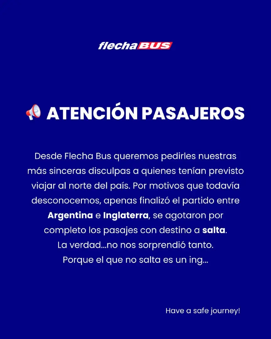 Anuncio de Flecha Bus