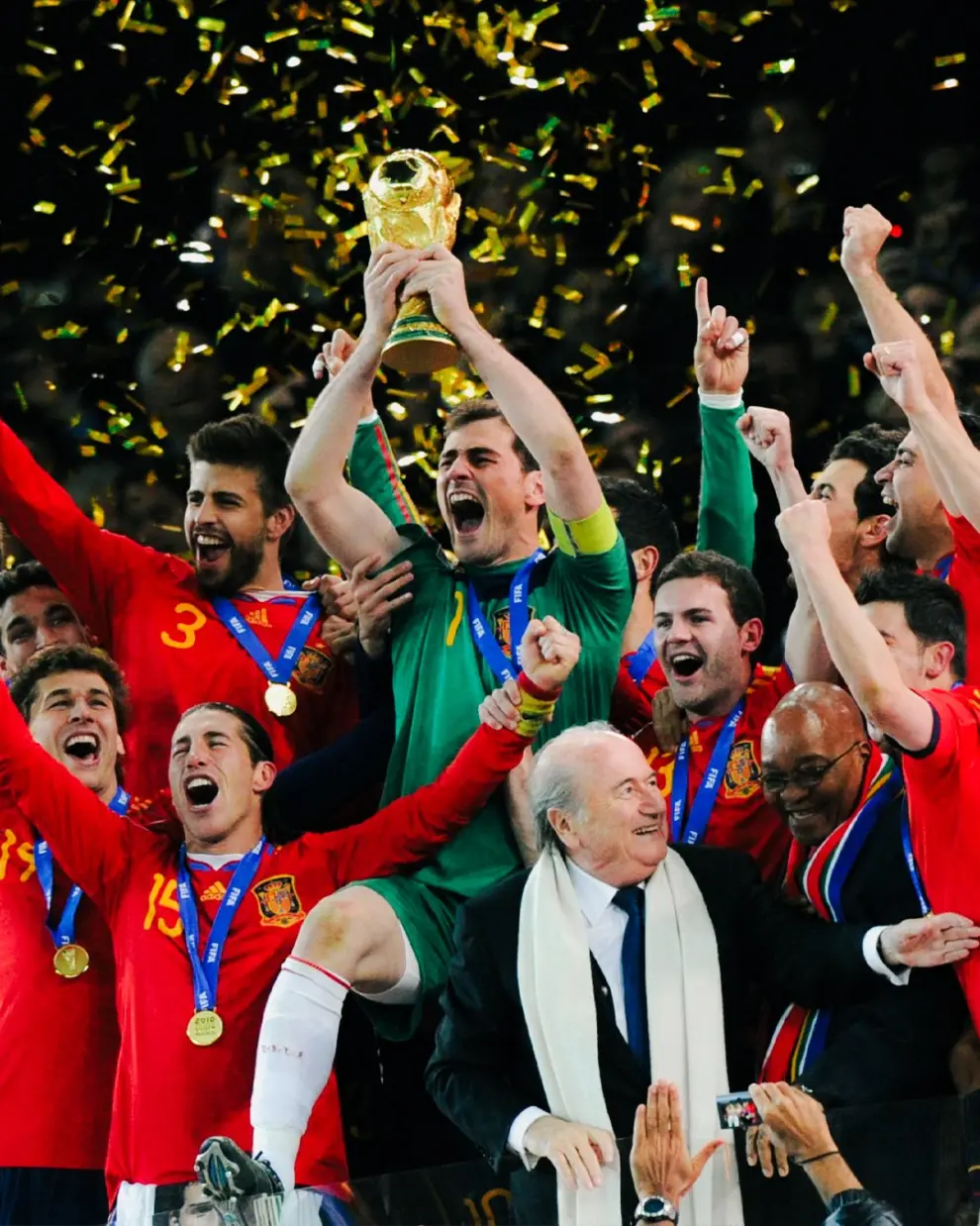 La primera coronación mundialista de España, en Sudáfrica 2010.
